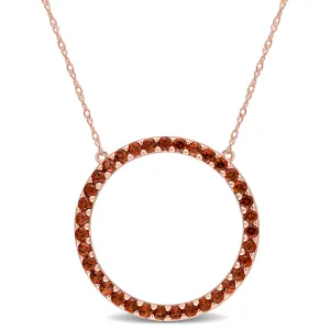 1 3/8 CT TGW Garnet Open Circle Pendant with Chain in 10k Rose Gold