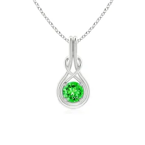 1 CT. Round Emerald Solitaire Infinity Knot Pendant