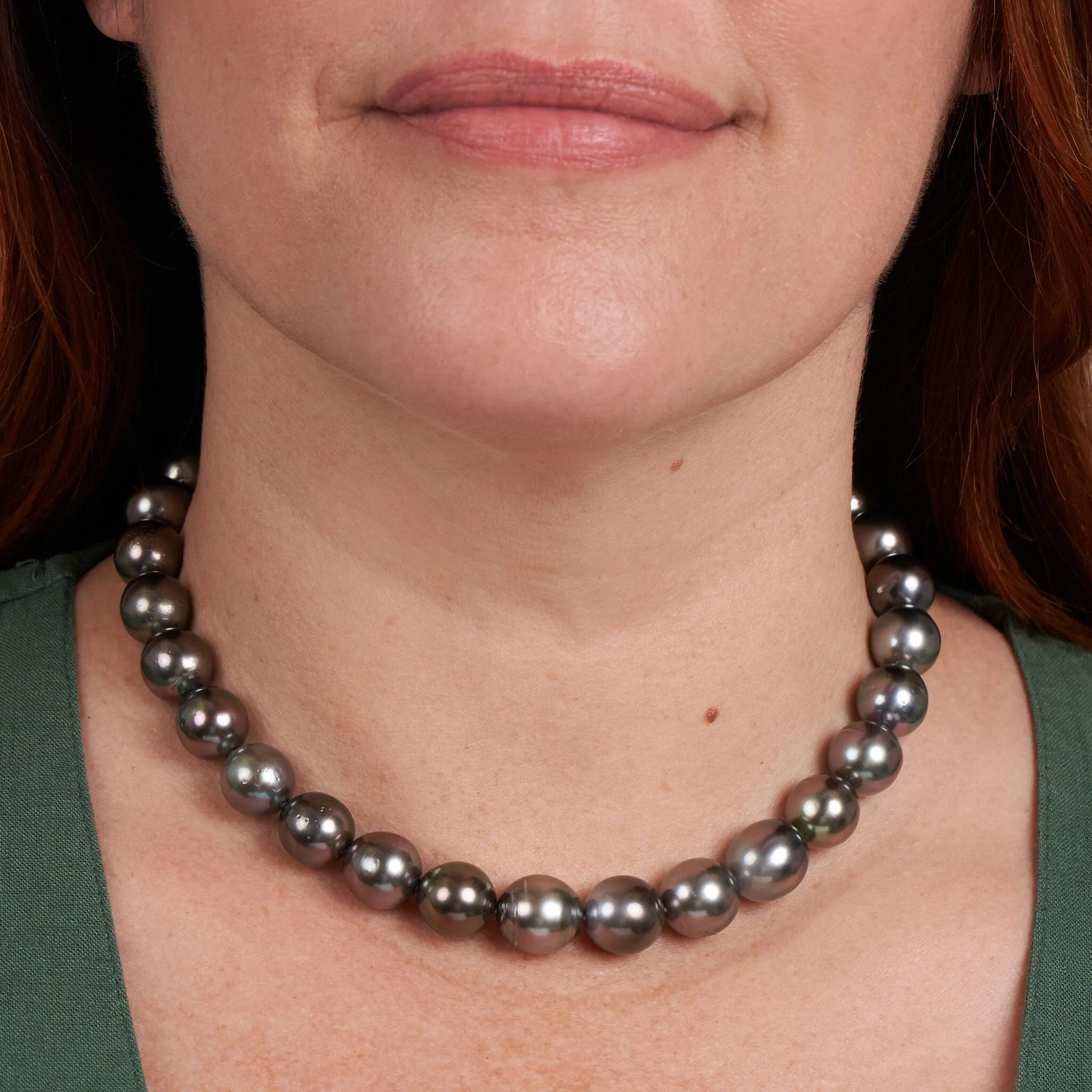 12.0-13.3 mm AA  Tahitian Drop Pearl Necklace