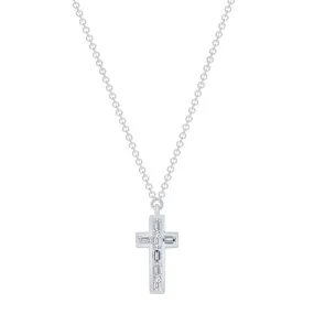 14k Gold Baguette Diamond Cross Necklace