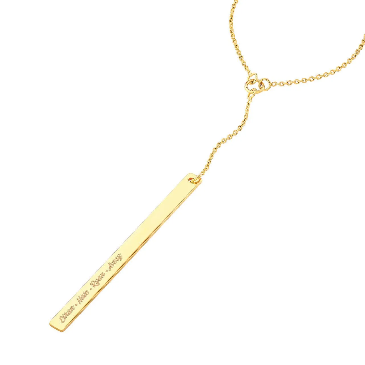 14K Gold Personalized Lariat Bar Pendant