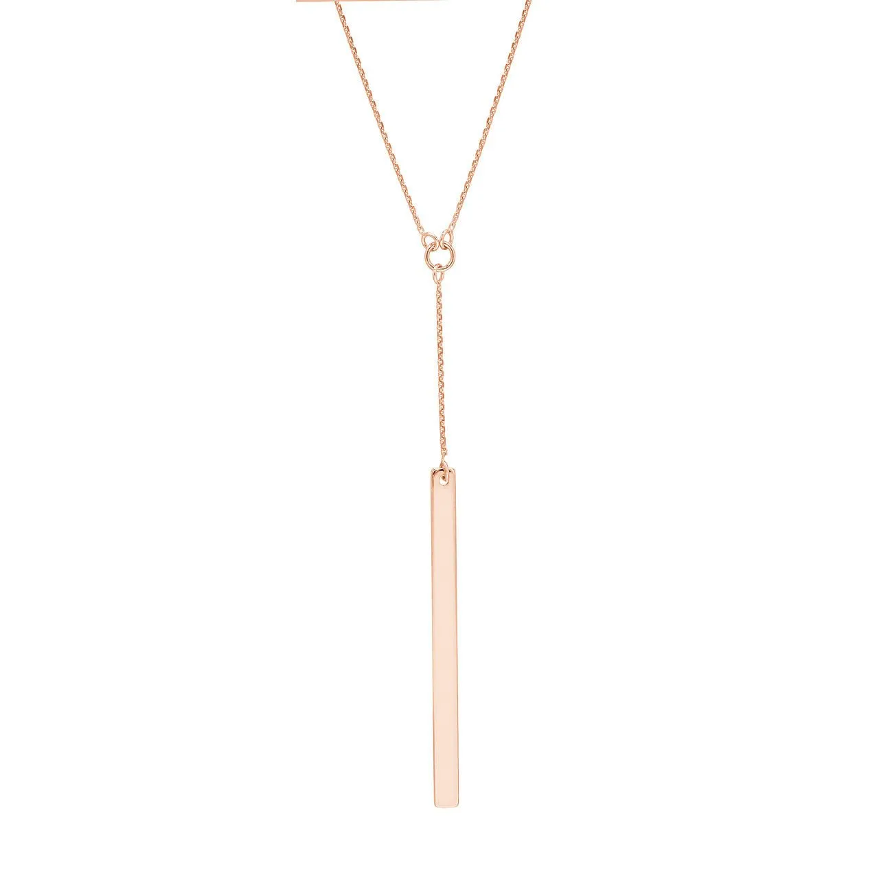 14K Gold Personalized Lariat Bar Pendant