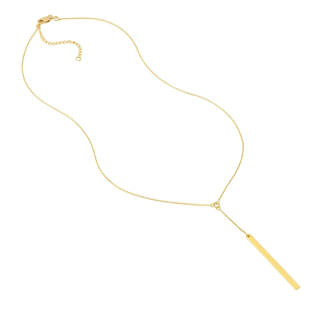 14K Gold Personalized Lariat Bar Pendant