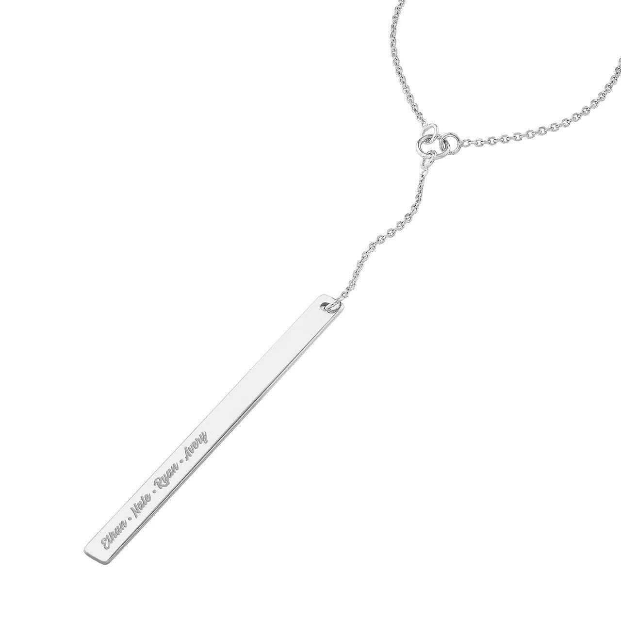 14K Gold Personalized Lariat Bar Pendant