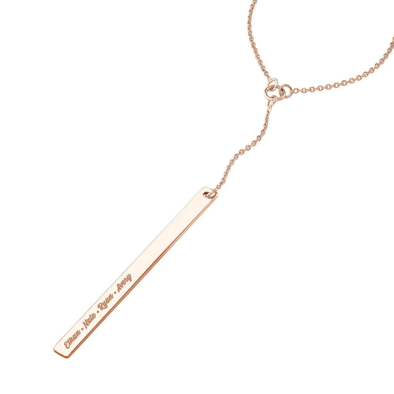 14K Gold Personalized Lariat Bar Pendant