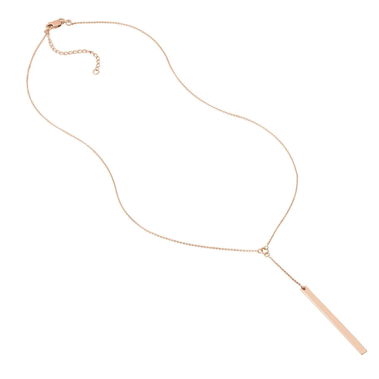 14K Gold Personalized Lariat Bar Pendant