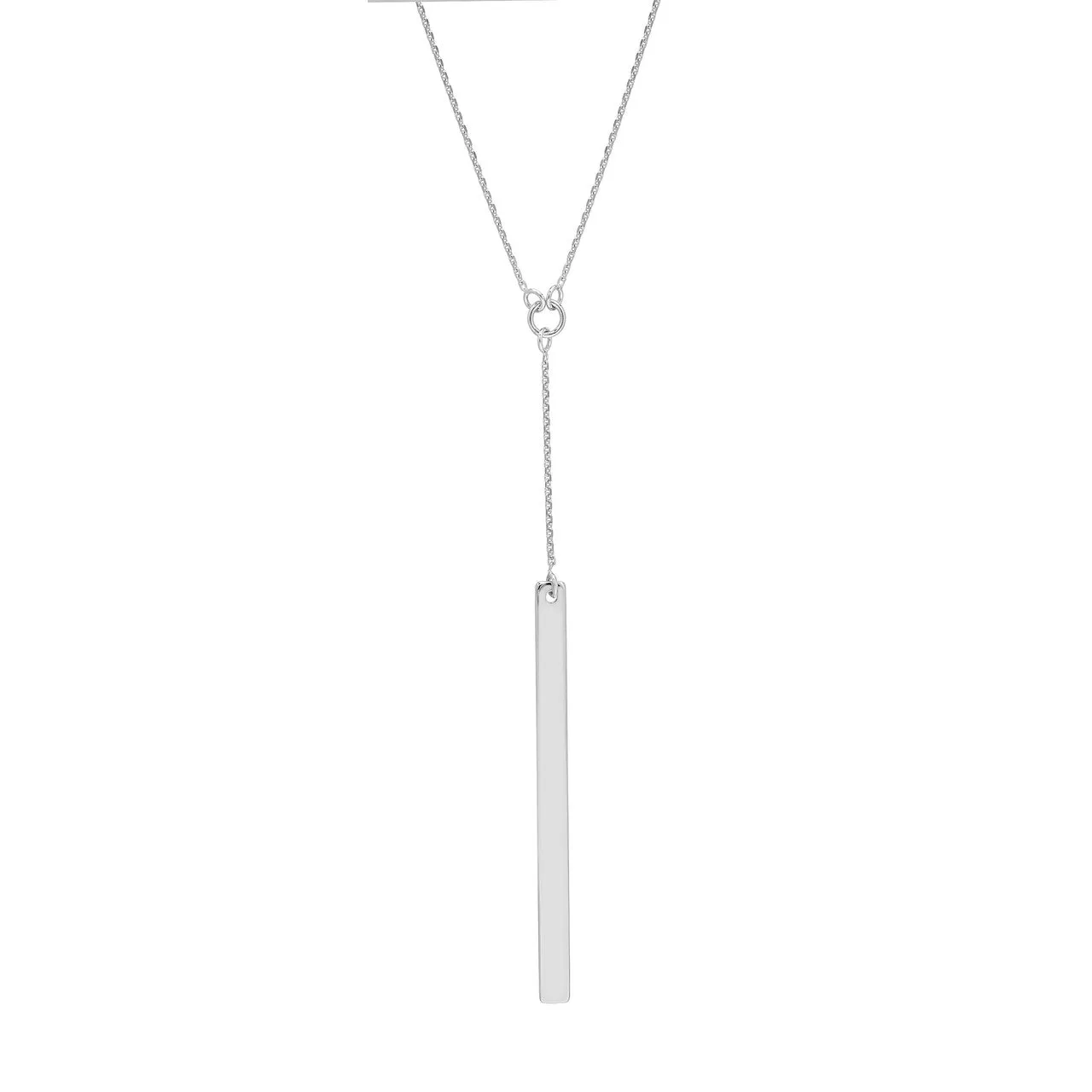 14K Gold Personalized Lariat Bar Pendant