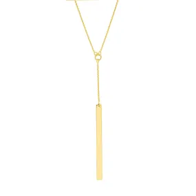 14K Gold Personalized Lariat Bar Pendant