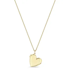 14k Heart Locket Long Chain Necklace