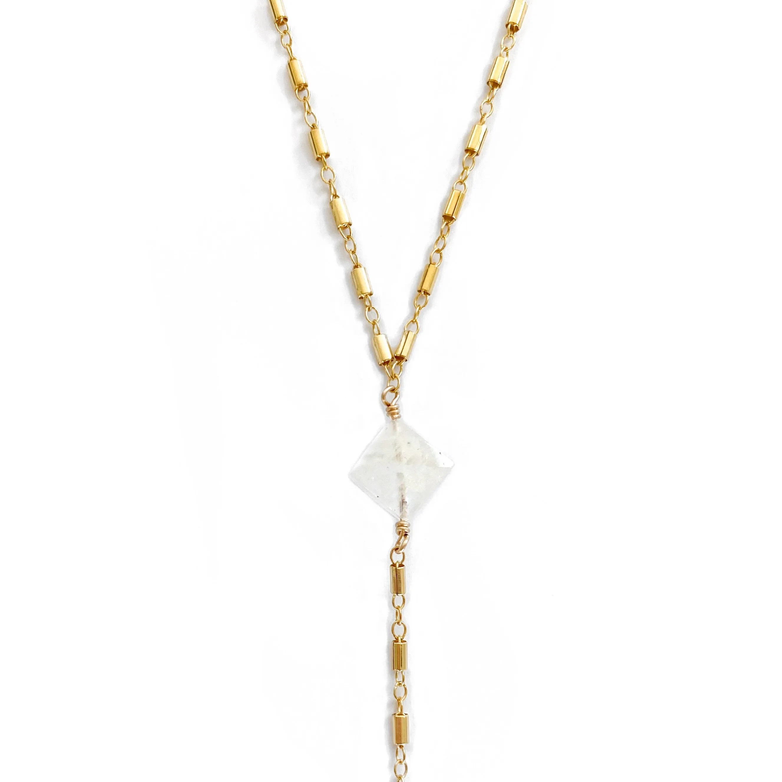 14K Malibu Moonstone Lariat Necklace