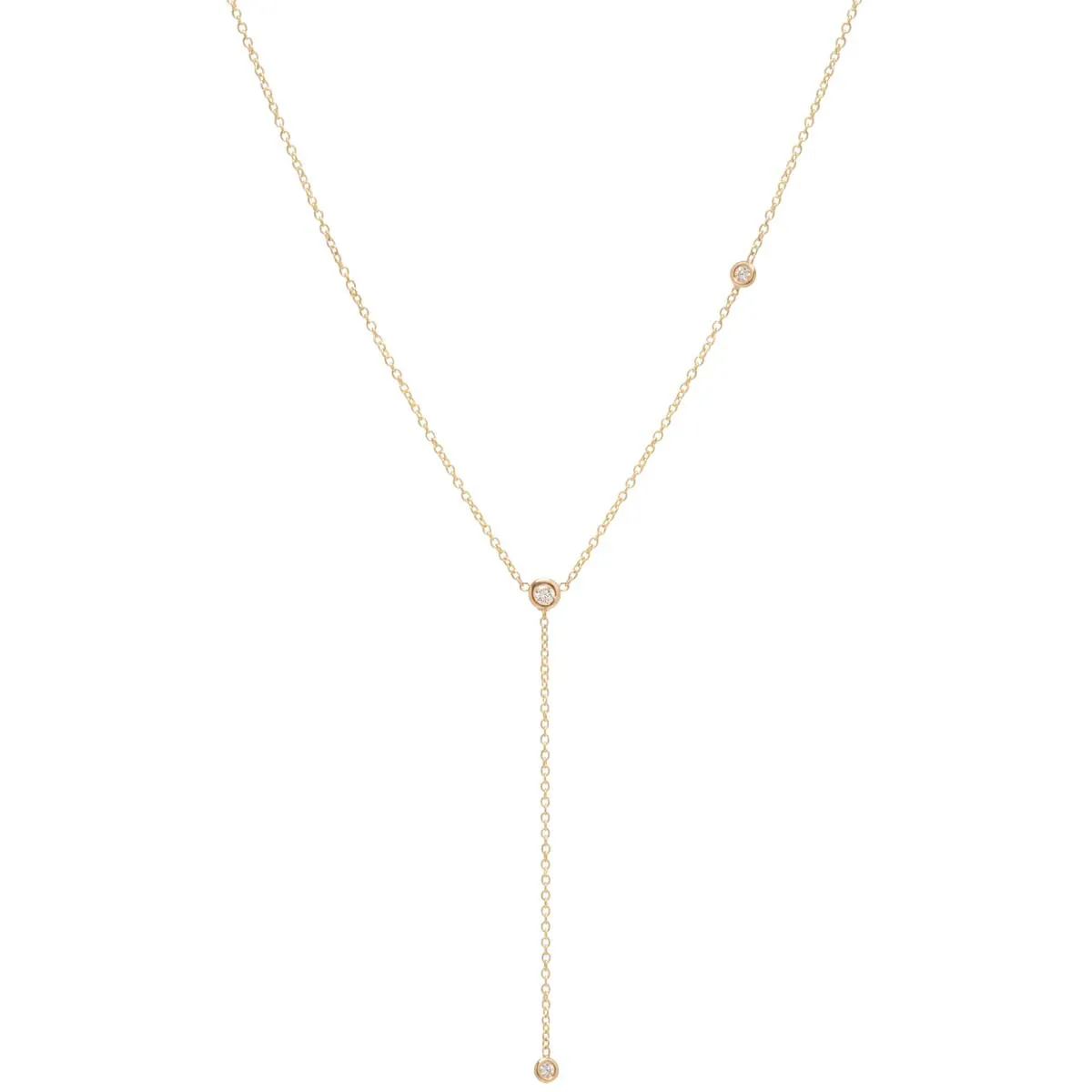 14k Off-Set Floating Diamonds Lariat