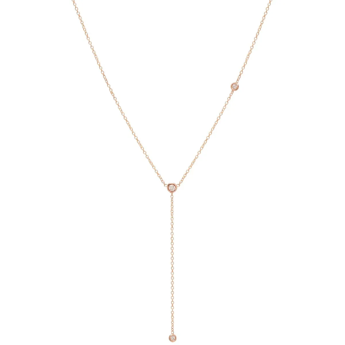 14k Off-Set Floating Diamonds Lariat