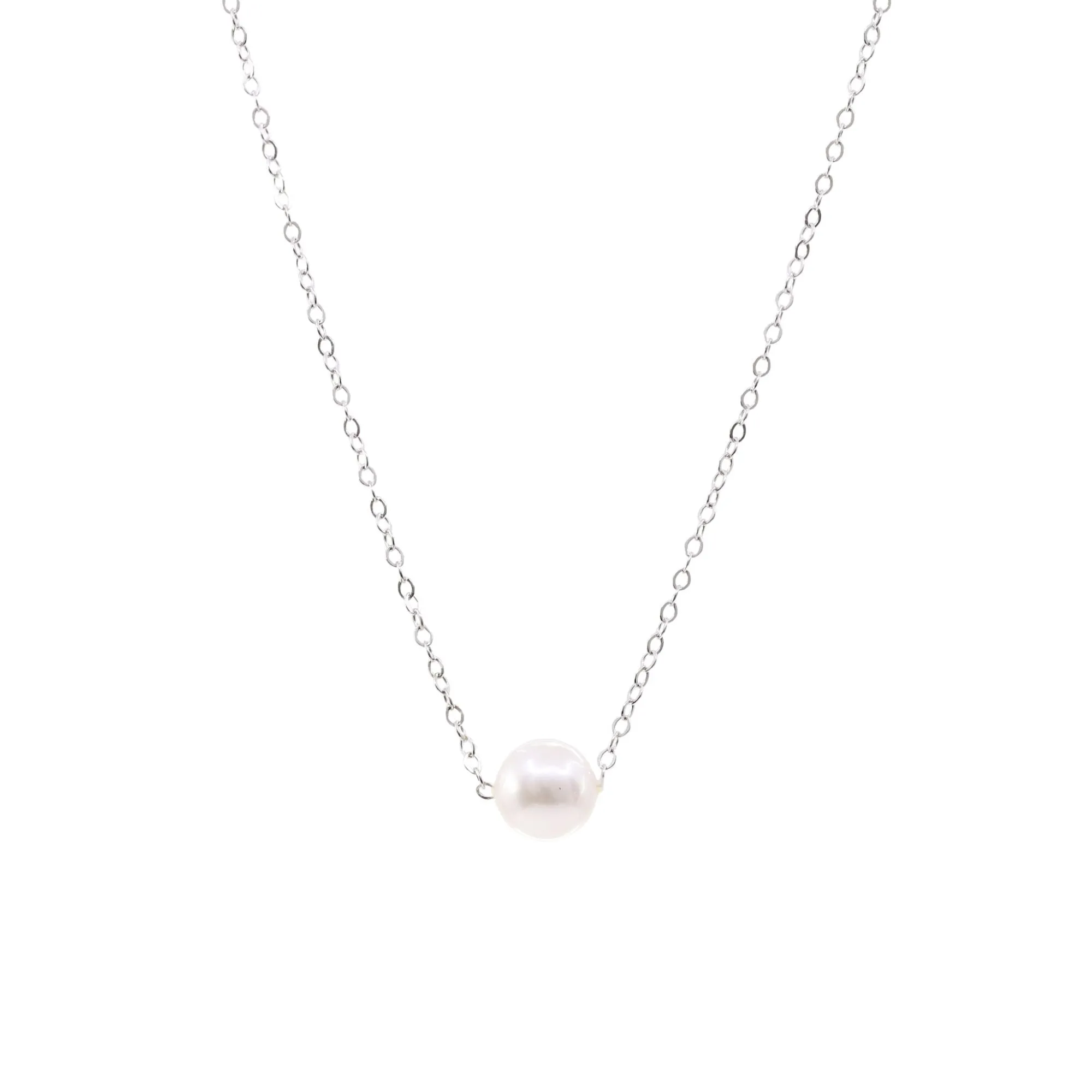 14K WHITE GOLD 16-INCH ADD-A-PEARL NECKLACE WITH A 6.5MM WHITE CULTURED PEARL