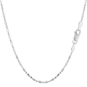 14k White Gold Diamond Cut Bead Chain Necklace, 1.5mm