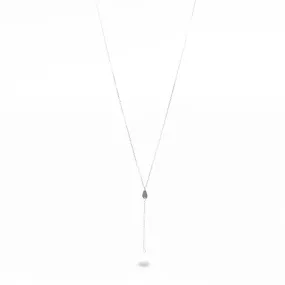 14K WHITE GOLD TEARDROP SOUTH SEA PEARL LARIAT STYLE NECKLACE