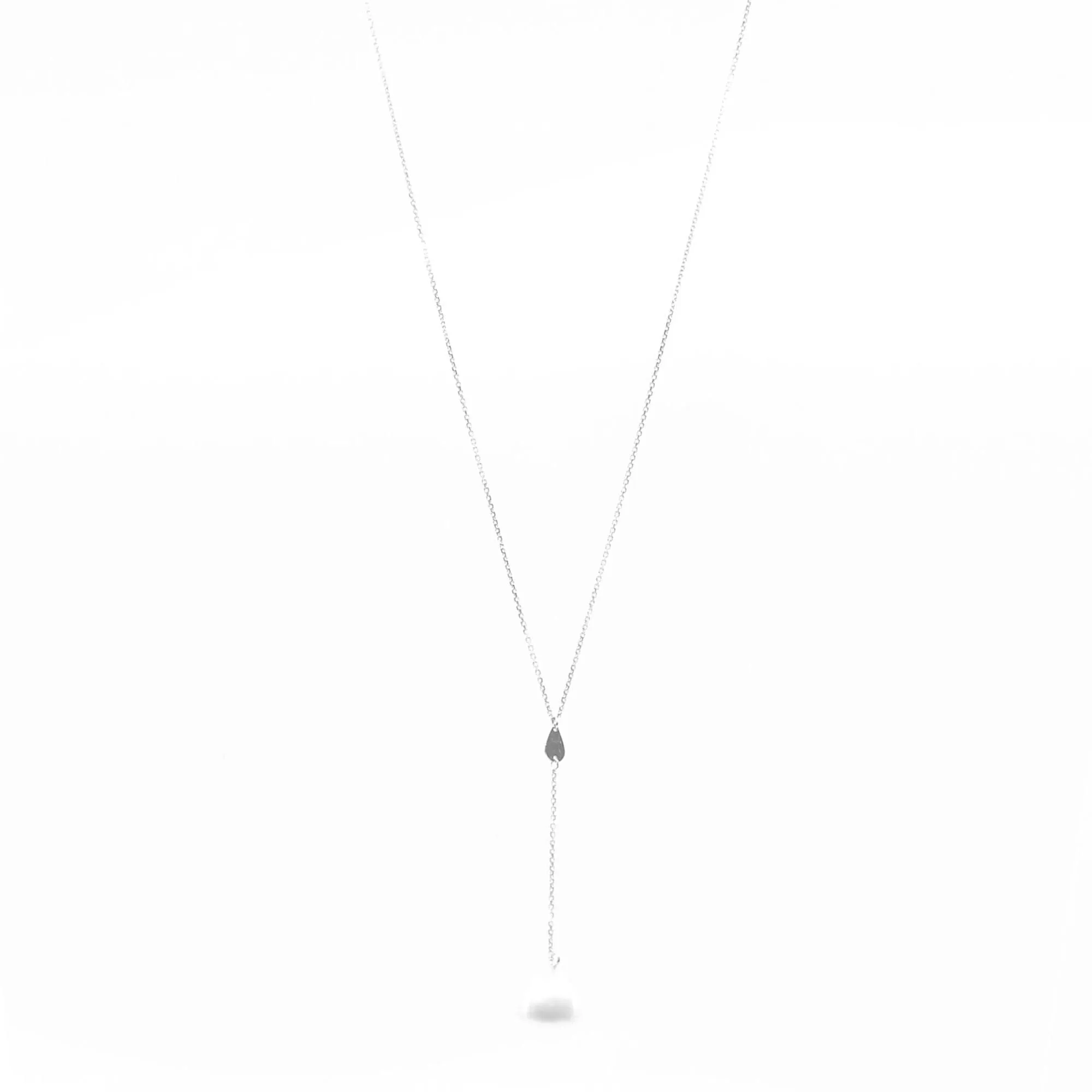 14K WHITE GOLD TEARDROP SOUTH SEA PEARL LARIAT STYLE NECKLACE