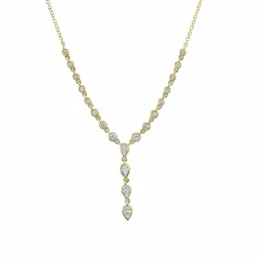 14K Yellow Gold 0.53 Carat Diamond Pear Lariat Necklace