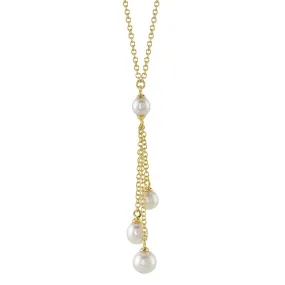 14K Yellow Gold Cultured Pearl Lariat Necklace