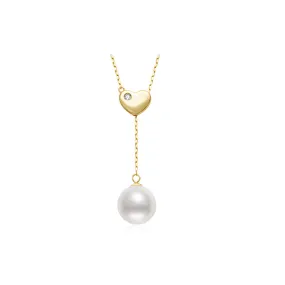 18k Solid Gold Diamond Freshwater Pearl Necklace KN00117