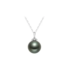 18K Solid Gold Saltwater Tahitian Pearl Necklace KN00051