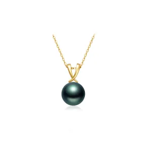 18K Solid Gold Saltwater Tahitian Pearl Necklace KN00169