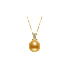 18K Solid Gold South Sea Golden Pearl Necklace KN00012