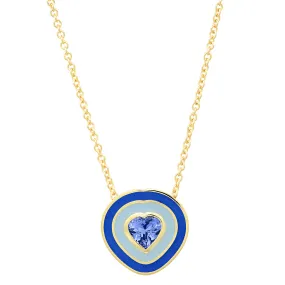 18K YG Dandridge Tanzanite Heart Enamel Necklace