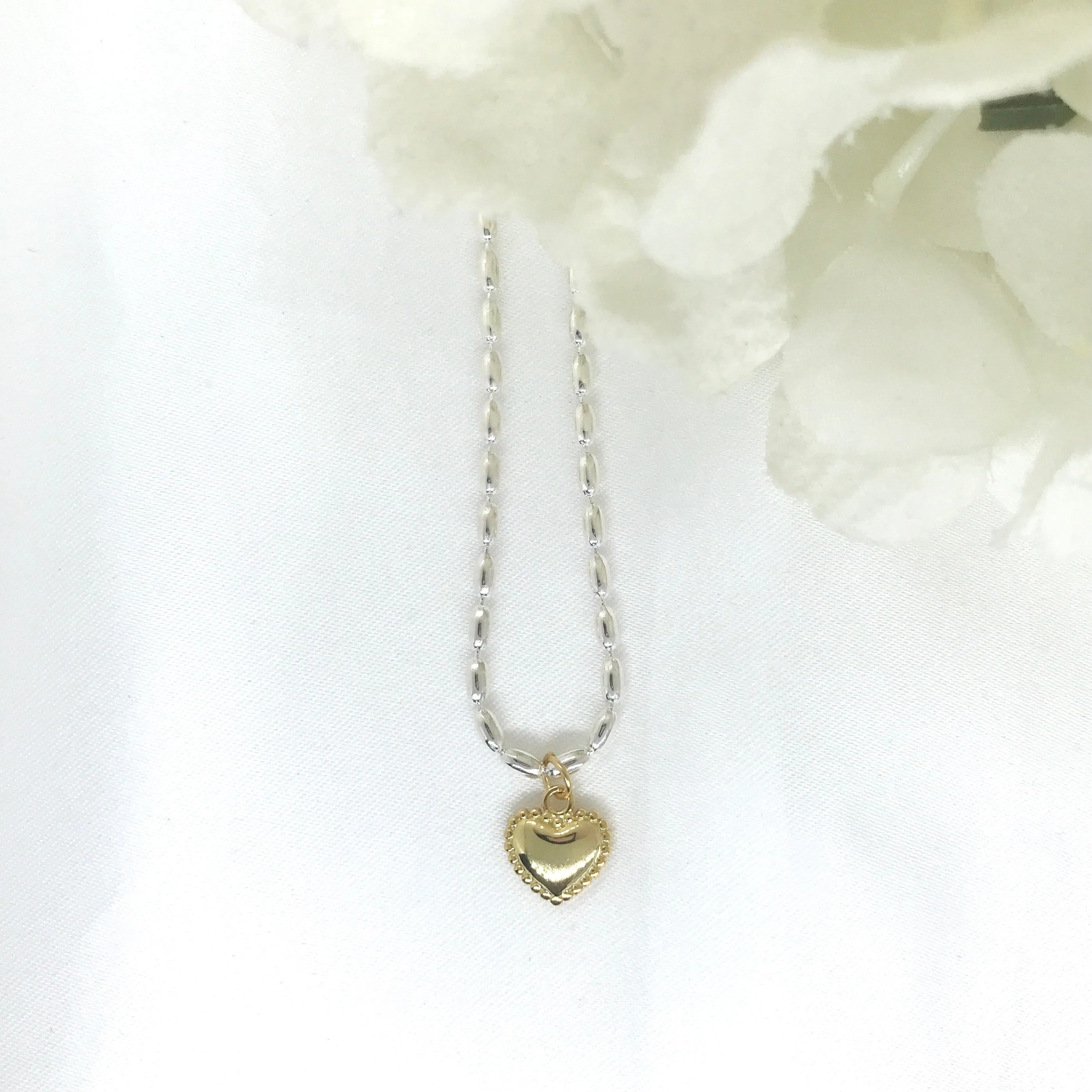 18K/925 Vermeil Two Toned Heart Necklace