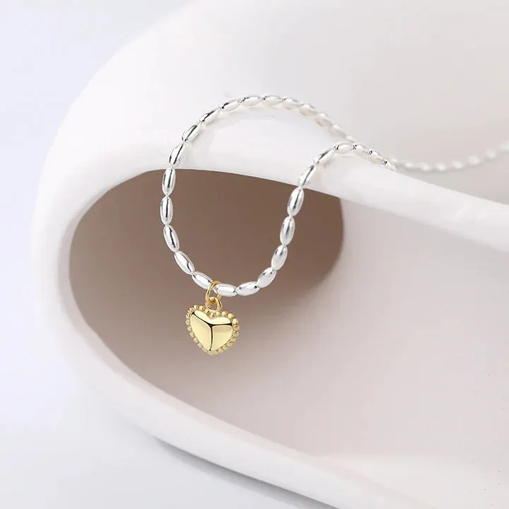 18K/925 Vermeil Two Toned Heart Necklace