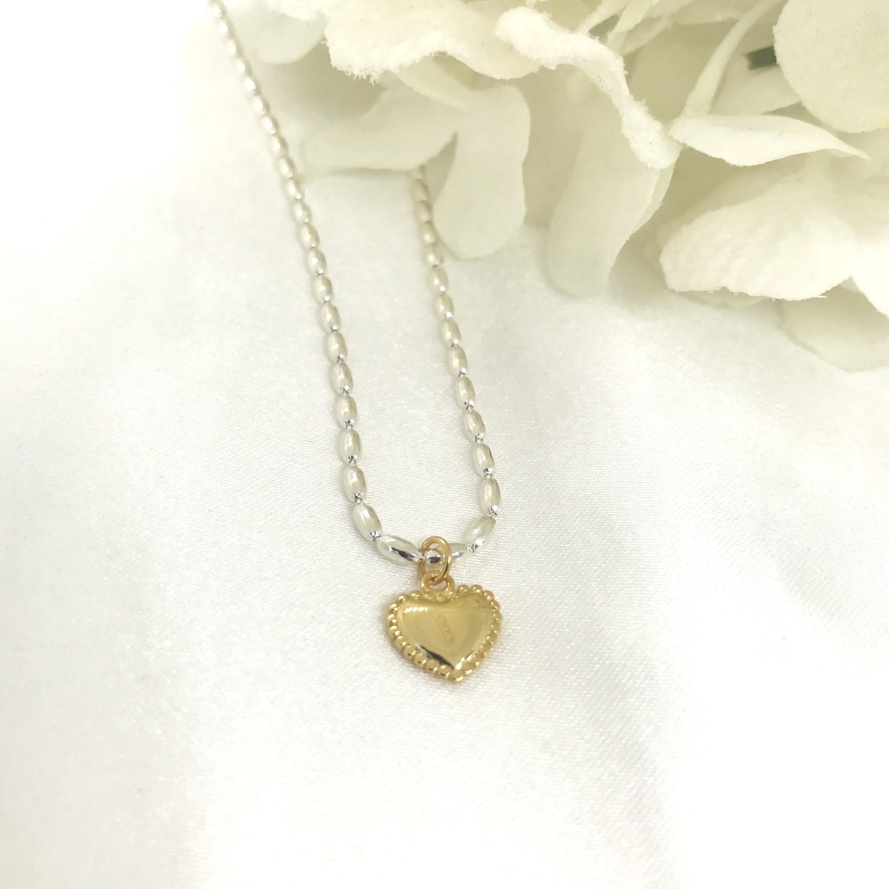 18K/925 Vermeil Two Toned Heart Necklace