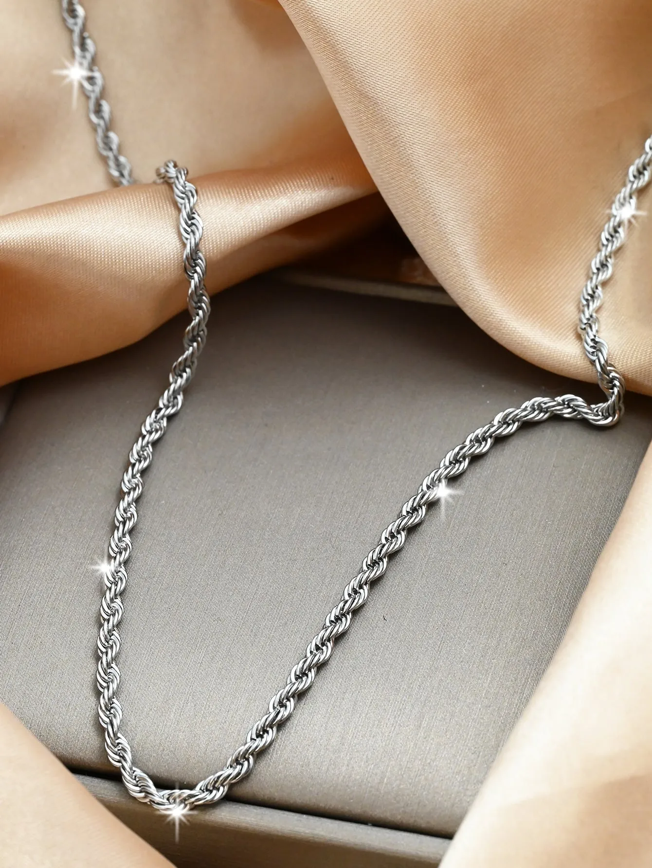 1pc Minimalist Chain Necklace, Stainless Steel Jewelry