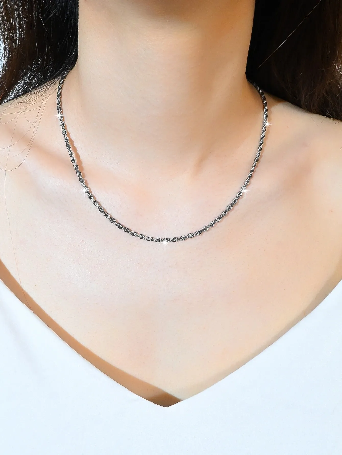 1pc Minimalist Chain Necklace, Stainless Steel Jewelry