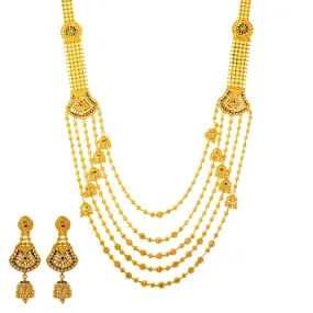 22K Yellow Gold Meenakari Jewelry Set (130.1gm)