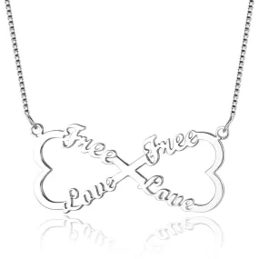 4 Name Infinity Heart Heart Name Necklace