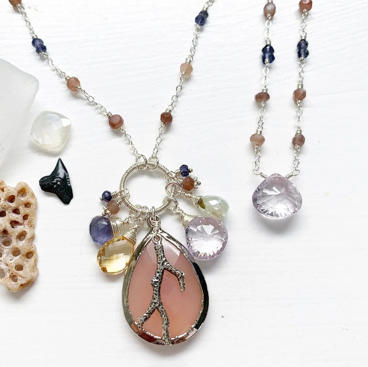 660-One of a Kind Gemstone Drop Necklace