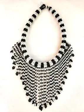 Abuu Beaded Necklace Black & White