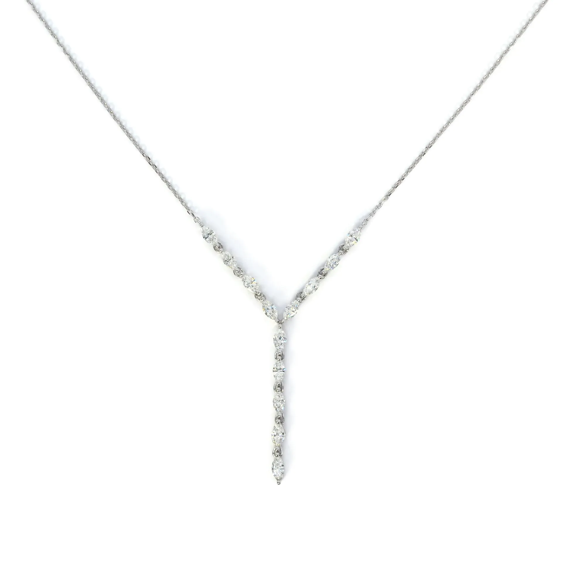 AFJ Diamond Collection - Lariat Necklace with Diamonds, 14k White Gold