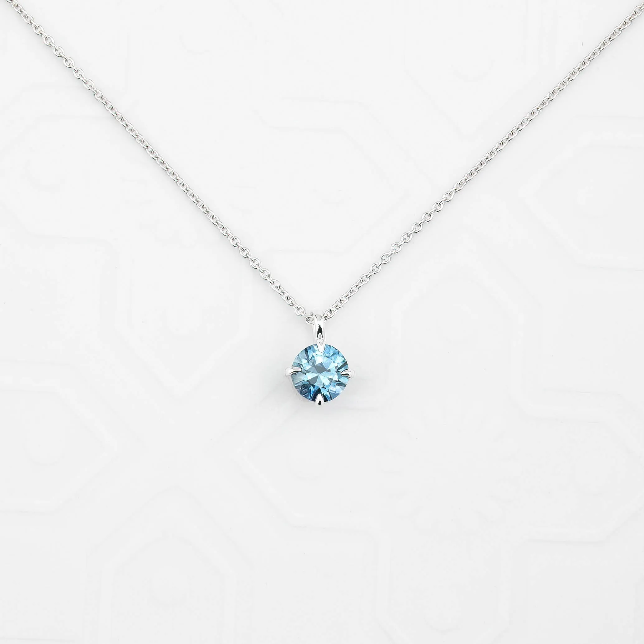 Alice Necklace 5mm Montana Sapphire, 14k White Gold (One of a kind)