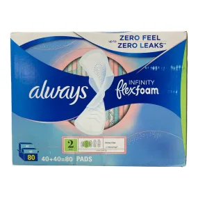 Always Infinity FlexFoam Heavy Flow Maxi-Pads with Flex Wings, Size 2, 80 Count