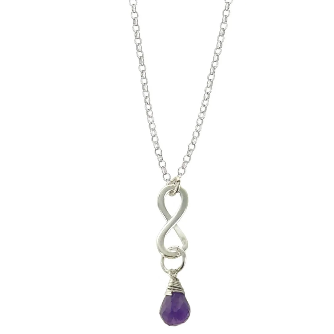 Amethyst February Birthstone Infinity Necklace