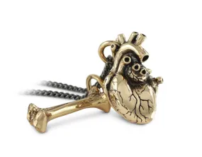 Anatomical Heart & Bone Necklace - Bronze