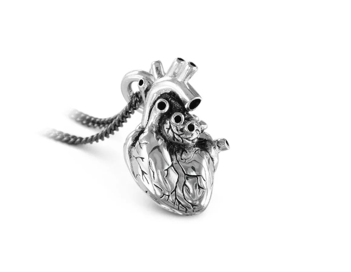 Anatomical Heart Necklace - Silver