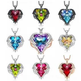 Angel Wings Heart Swarovski Crystal Pendant