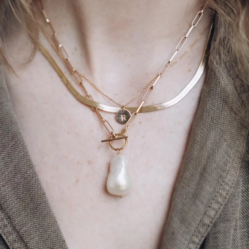 Baroque Pearl Toggle Drop Necklace