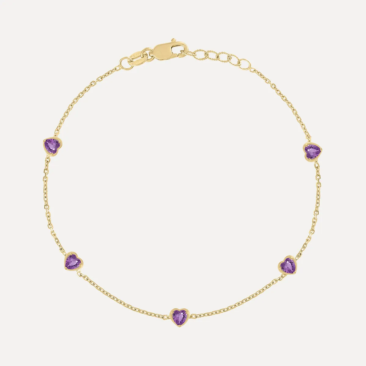 Birthstone Hearts Station Bracelet