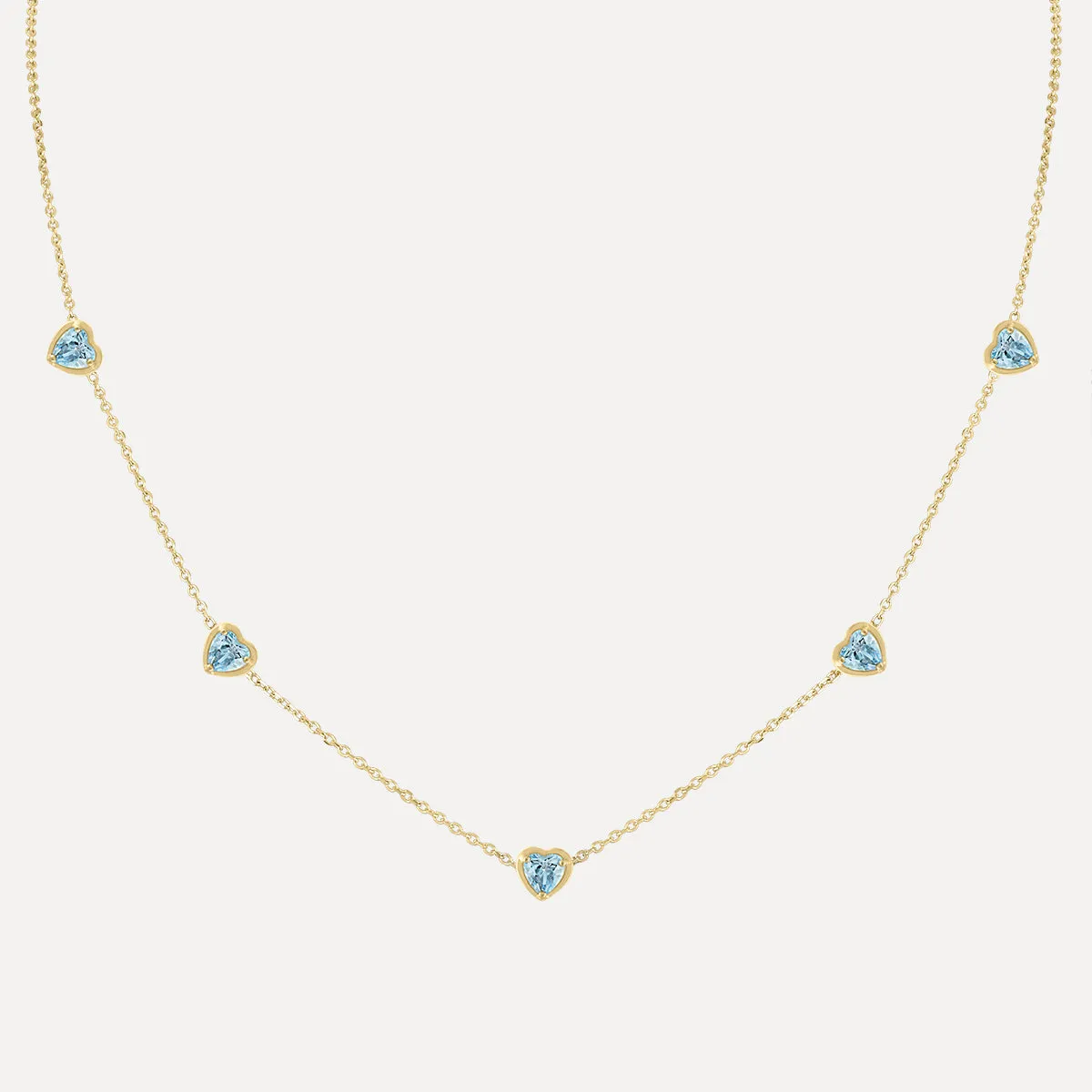 Birthstone Hearts Station Necklace