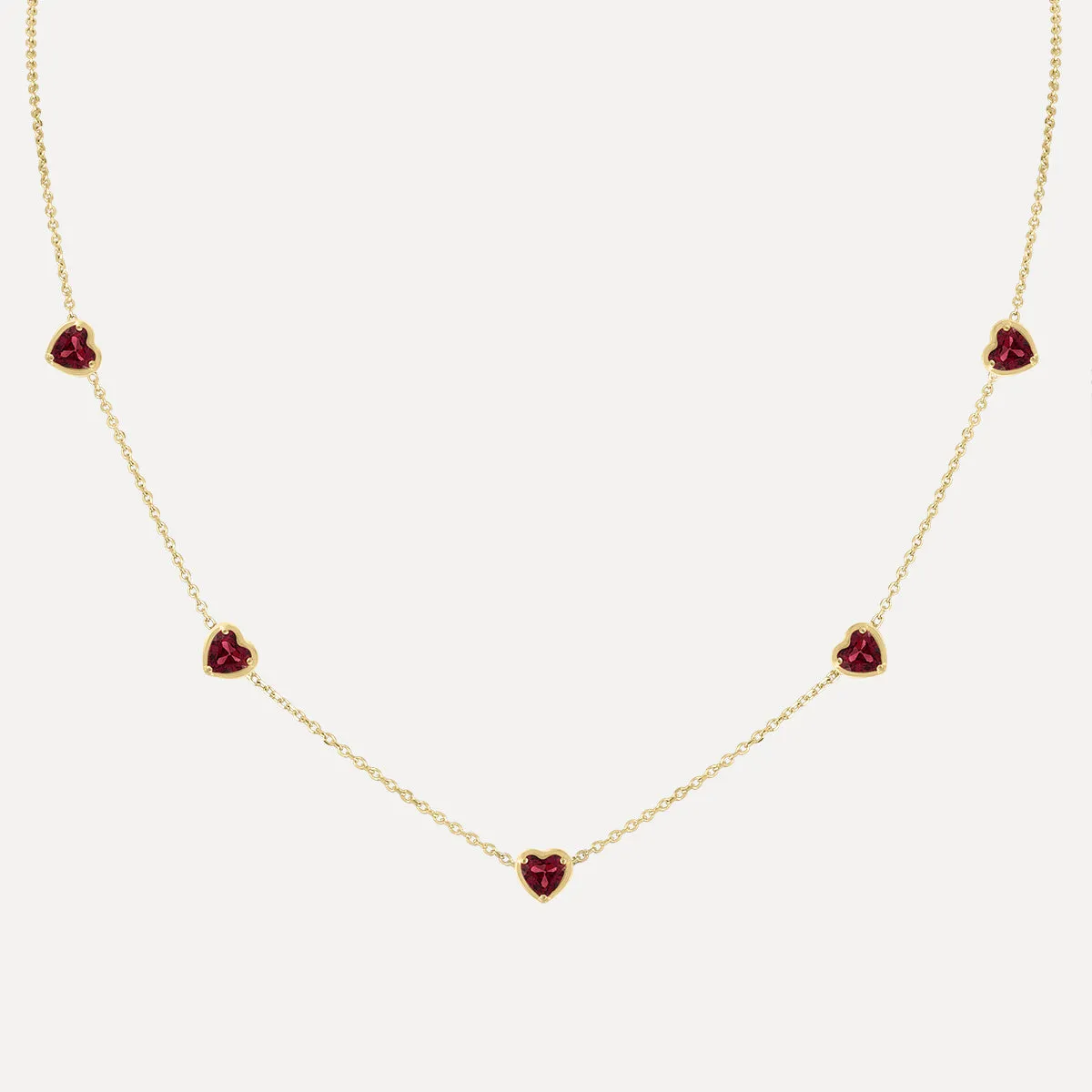 Birthstone Hearts Station Necklace