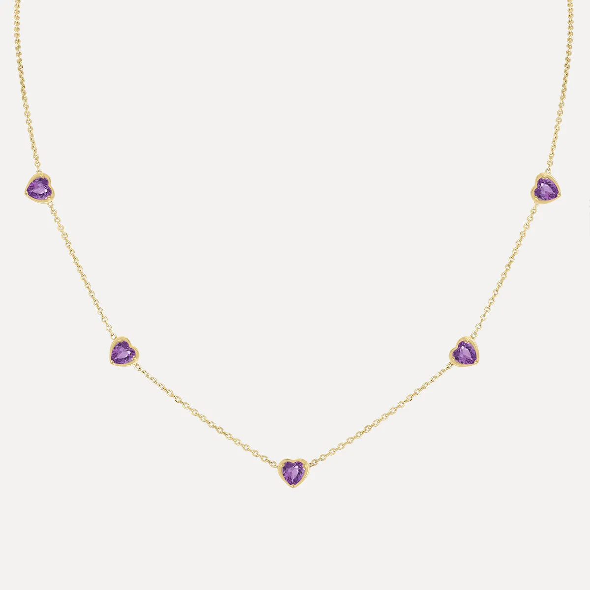 Birthstone Hearts Station Necklace