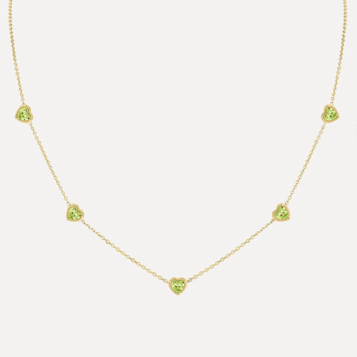 Birthstone Hearts Station Necklace