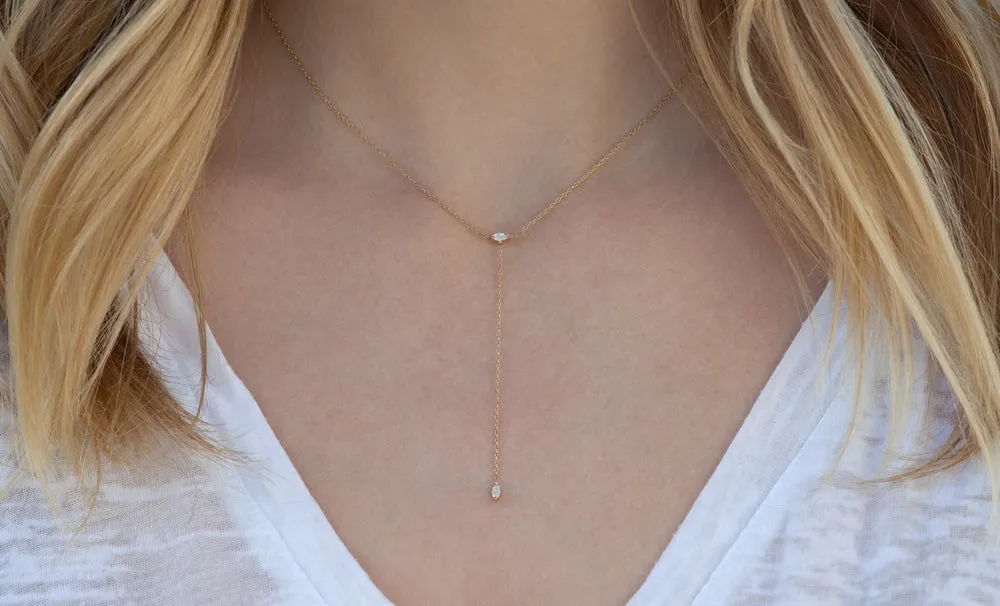 Blue Hour Diamond Lariat Necklace (Ready to Ship)